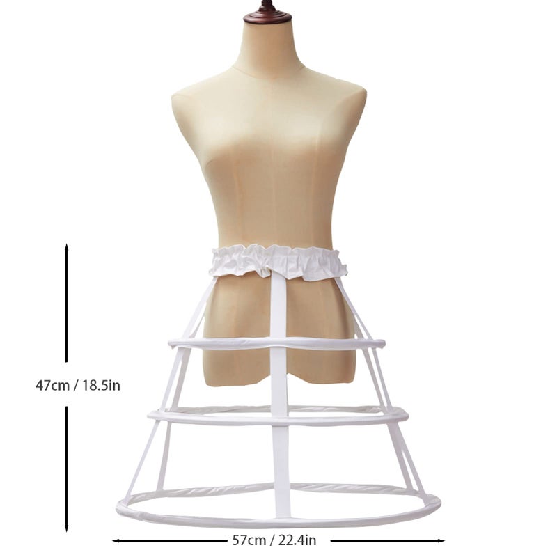 MAYSONG Cage Hoop Skirt Petticoat Dress Pannier Bustle Crinoline Underskirt 3 Hoops White - Image 2